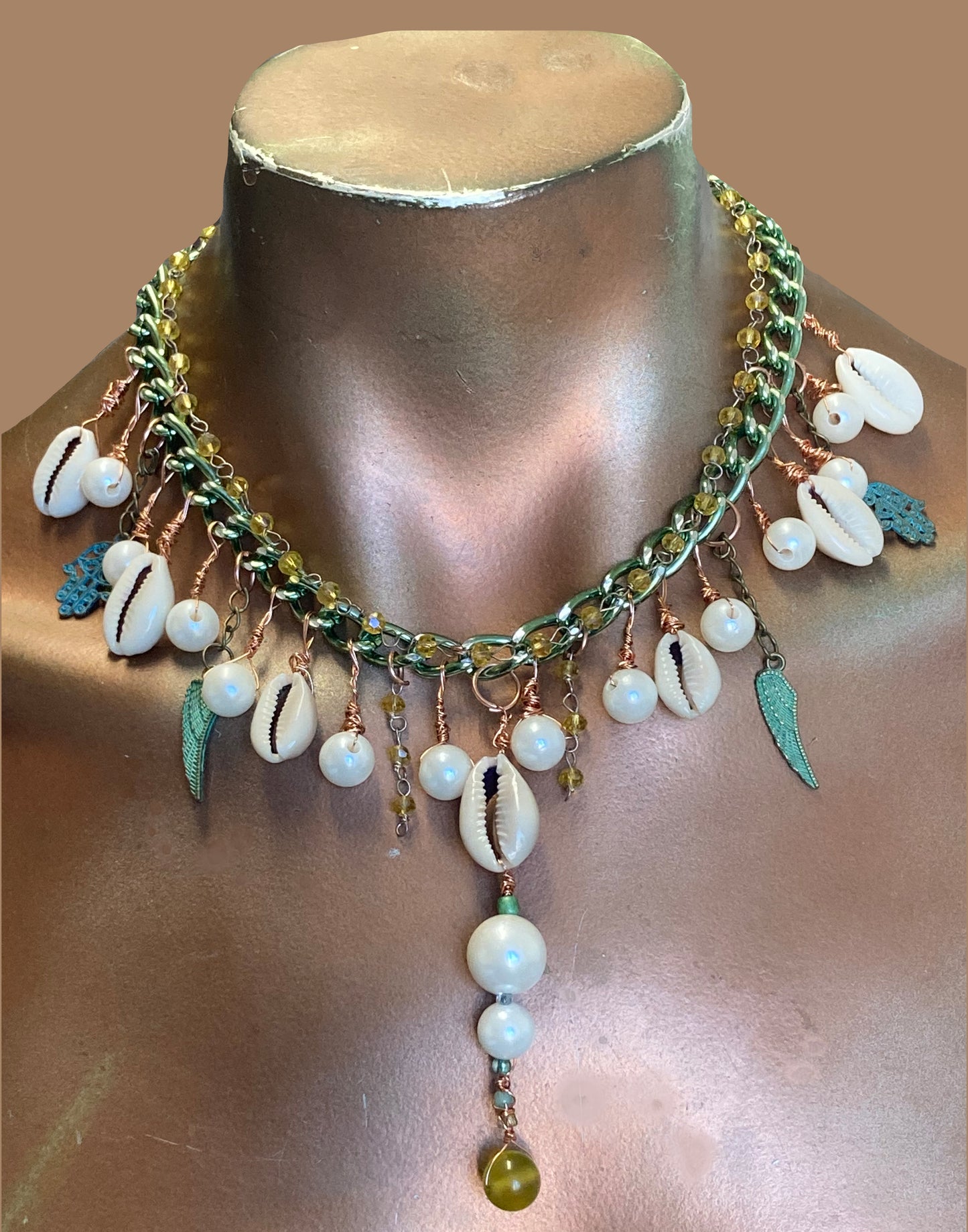 Sea Green Cowrie Necklace